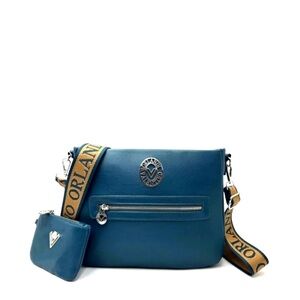 Valentino orlandi Blue crossbody with matching wallet italian leather NWOT
